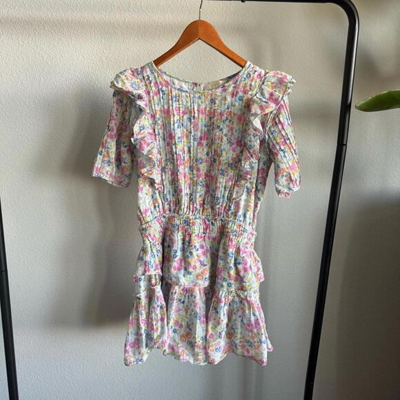 LoveShackFancy Natasha Blue Ditsy Floral Tiered Mini Dress Size M - Picture 5 of 14